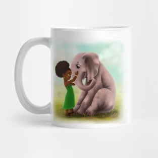 I Love You| Little Black Girl and Elephant art Mug